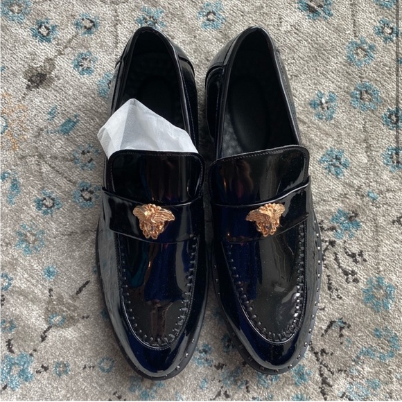 Medusa leather loafers - Mens - Black and Gold - Picture 2 of 7